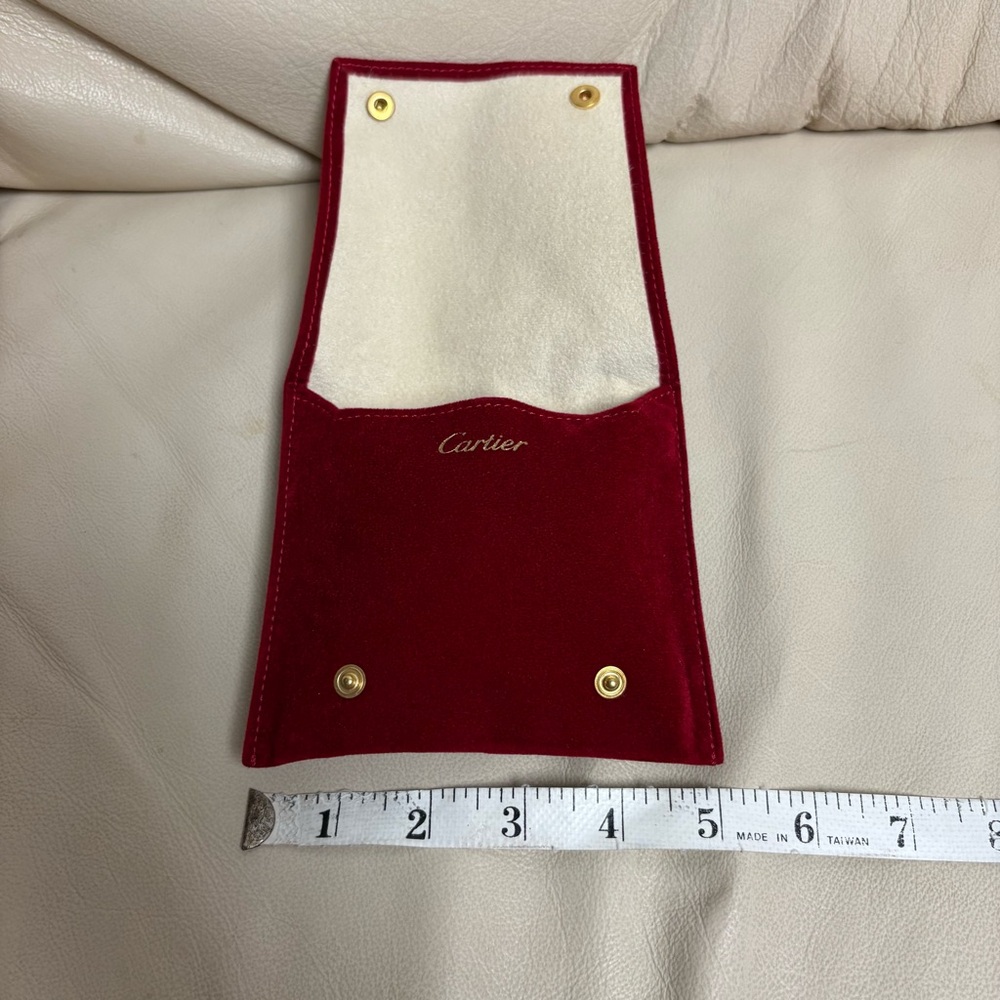 CARTIER Red Travel Pouch w/ Jewelry Pillow Snap Closure - Picture 4 of 13